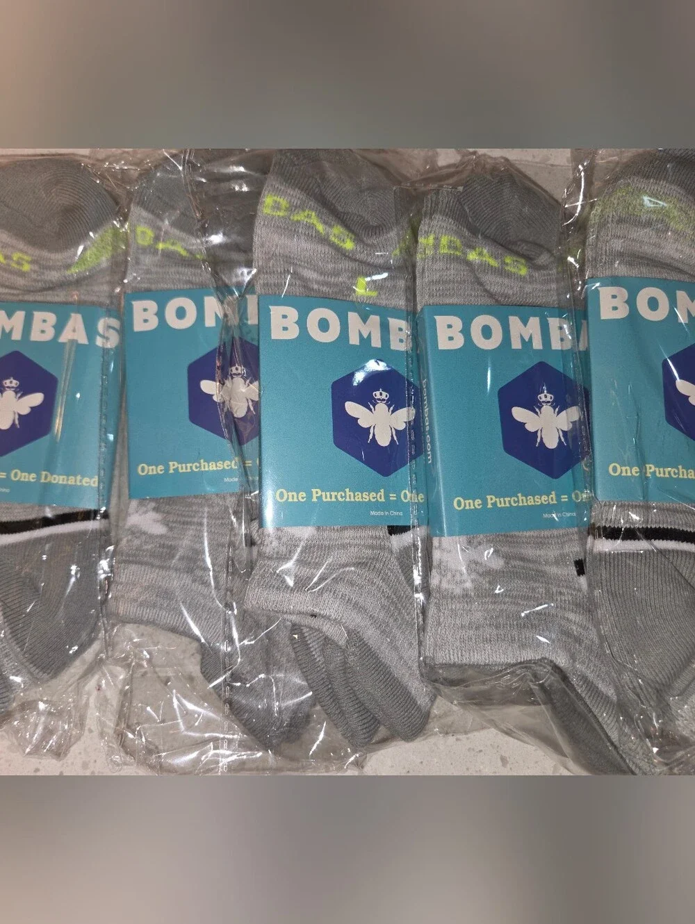Bombas Medium Ankle Socks Gray Black 5 Pair BNWT Unisex Honeycomb Arch Sup